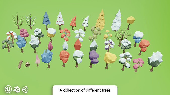 Package of LowPoly trees Low-poly 3D model