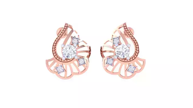 Solitaire Stud Earring 3dm STL OBJ FBX Renders Details