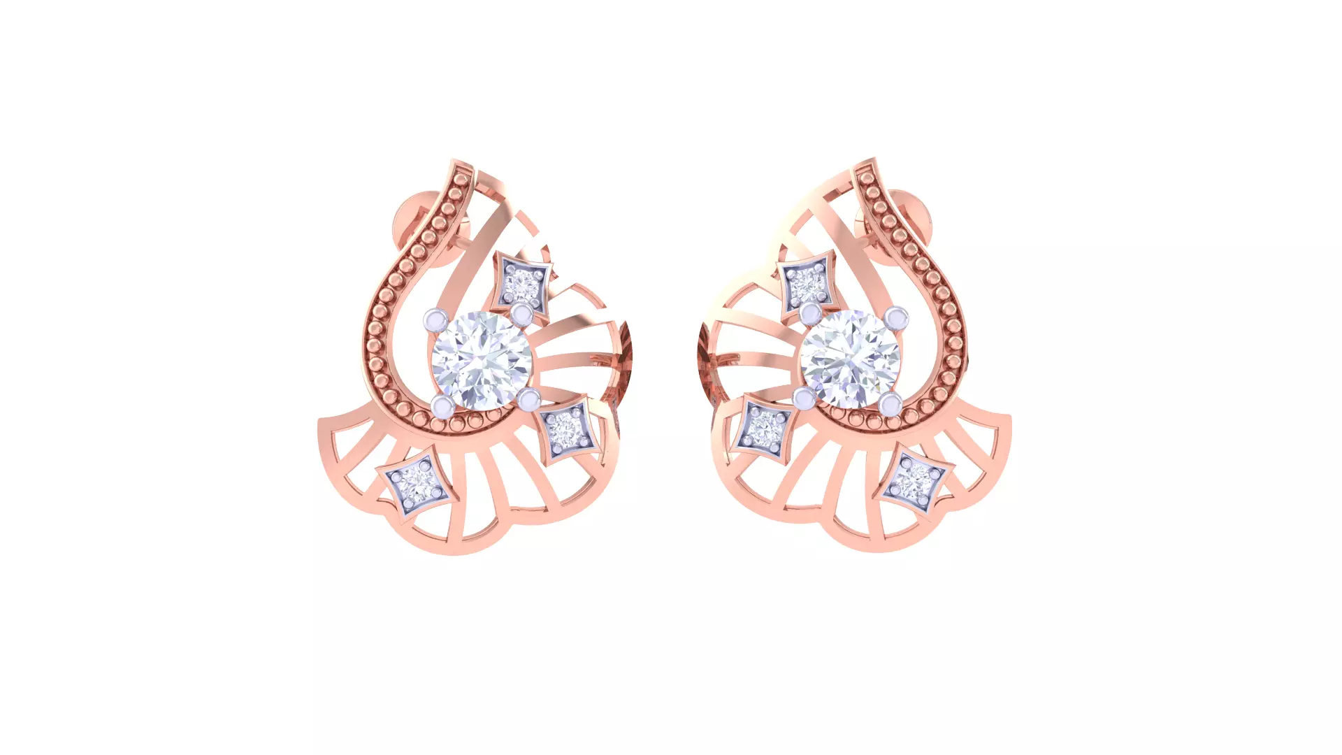 Solitaire Stud Earring 3dm STL OBJ FBX Renders Details 3D print model_0