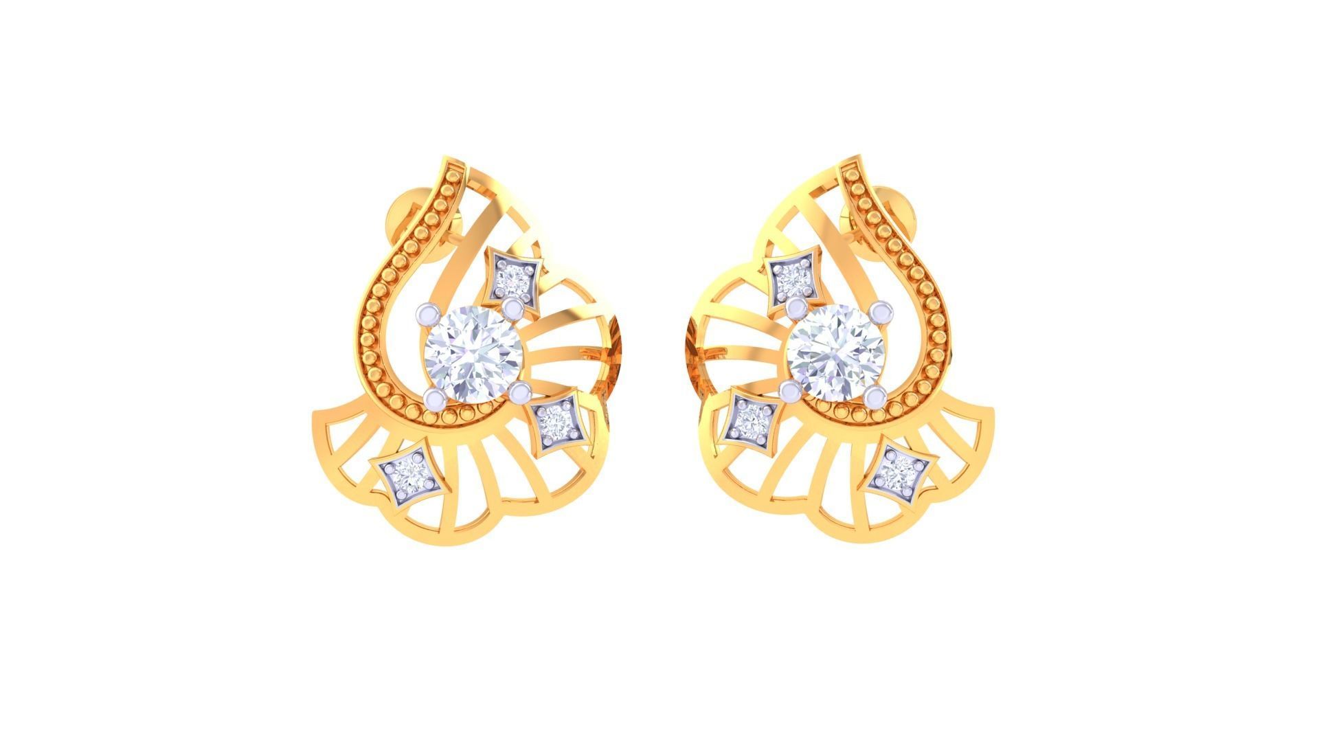 Solitaire Stud Earring 3dm STL OBJ FBX Renders Details 3D print model_2