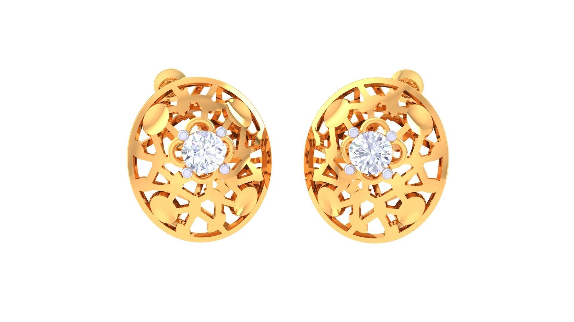 Solitaire Stud Earring 3dm STL OBJ FBX Renders Details 3D print model_2