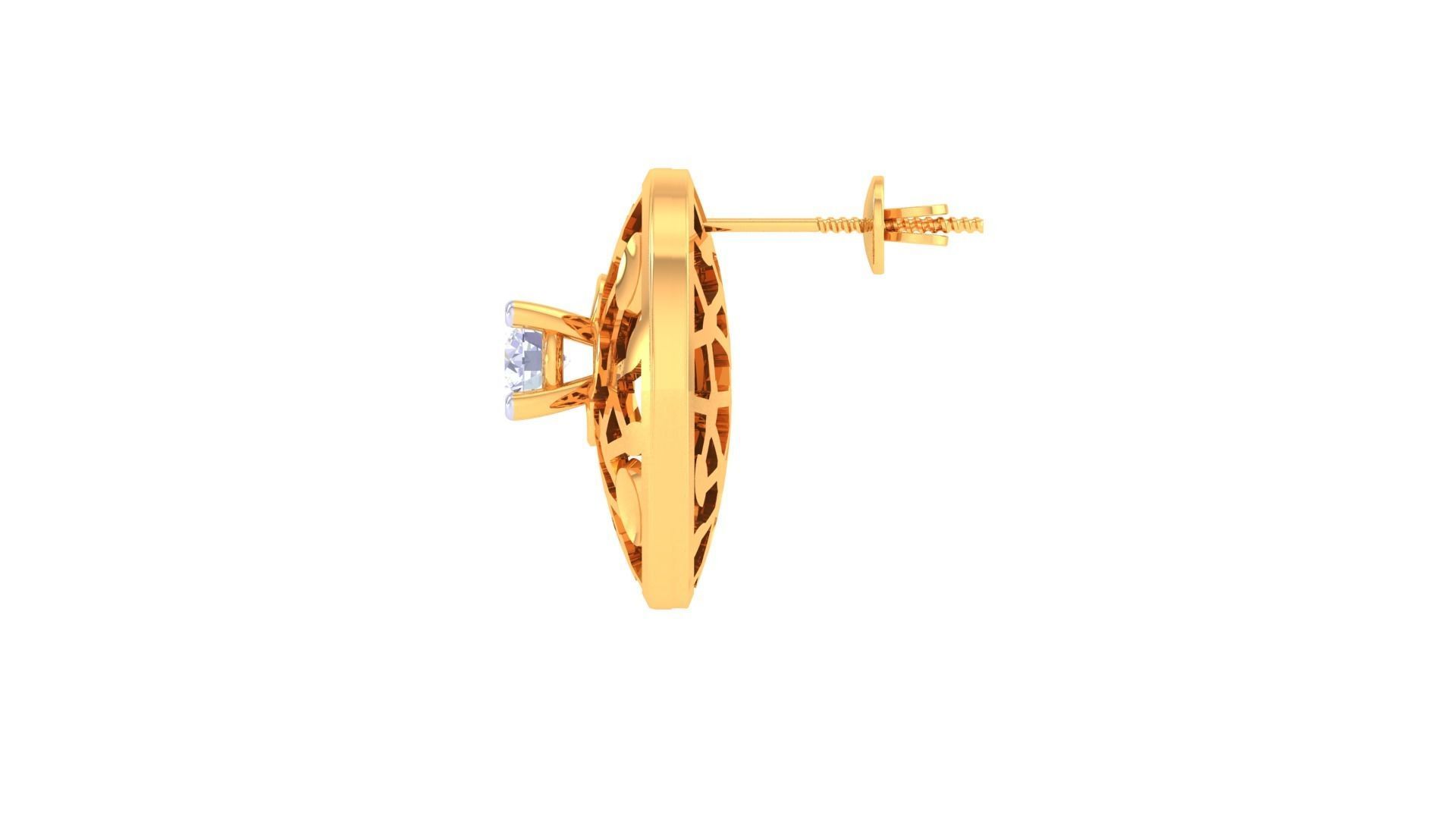 Solitaire Stud Earring 3dm STL OBJ FBX Renders Details 3D print model_4