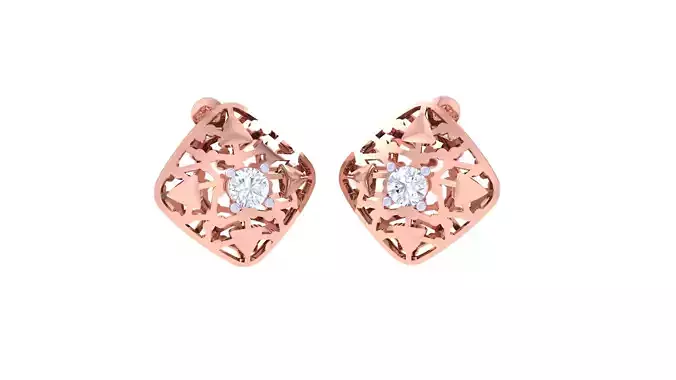 Solitaire Stud Earring 3dm STL OBJ FBX Renders Details
