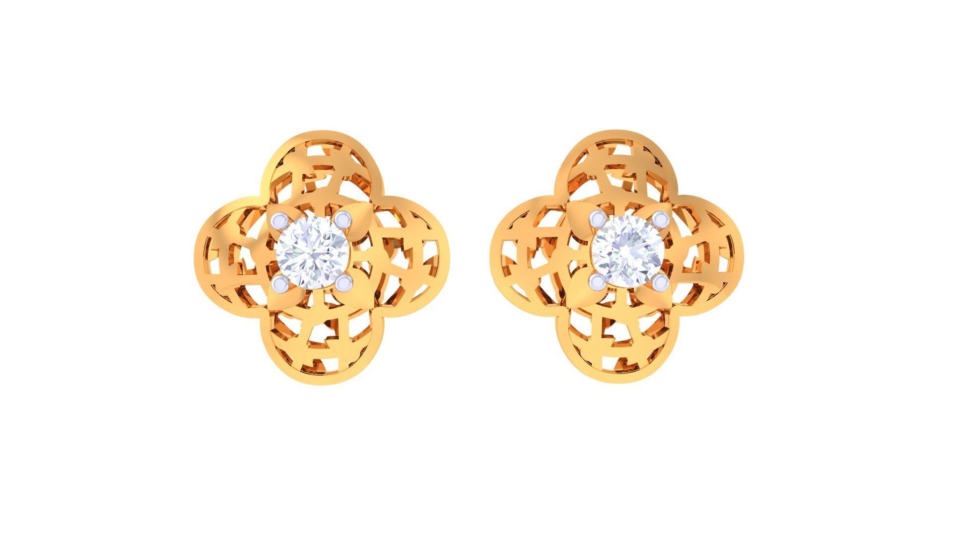 Solitaire Stud Earring 3dm STL OBJ FBX Renders Details 3D print model_3