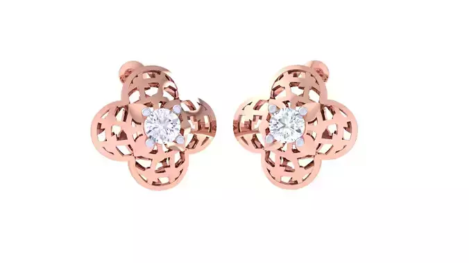 Solitaire Stud Earring 3dm STL OBJ FBX Renders Details