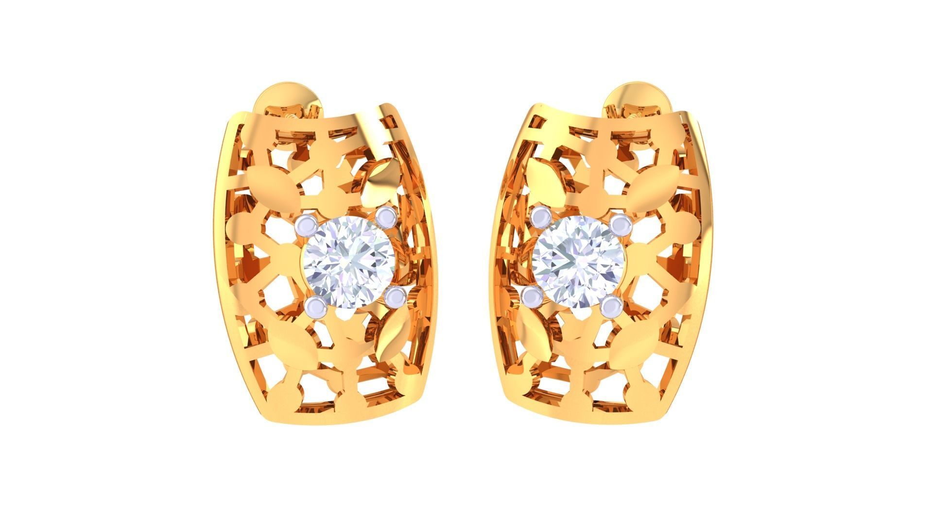 Solitaire Stud Earring 3dm STL OBJ FBX Renders Details 3D print model_2