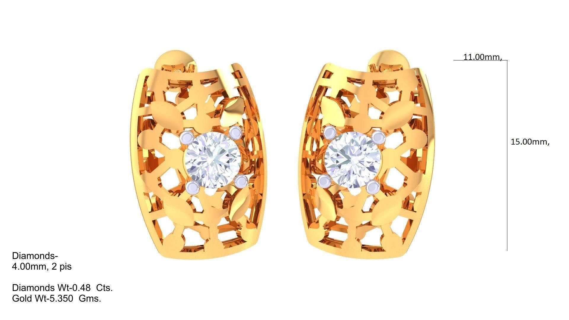 Solitaire Stud Earring 3dm STL OBJ FBX Renders Details 3D print model_1