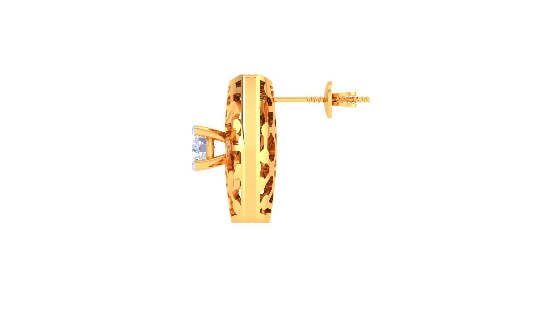 Solitaire Stud Earring 3dm STL OBJ FBX Renders Details 3D print model_4