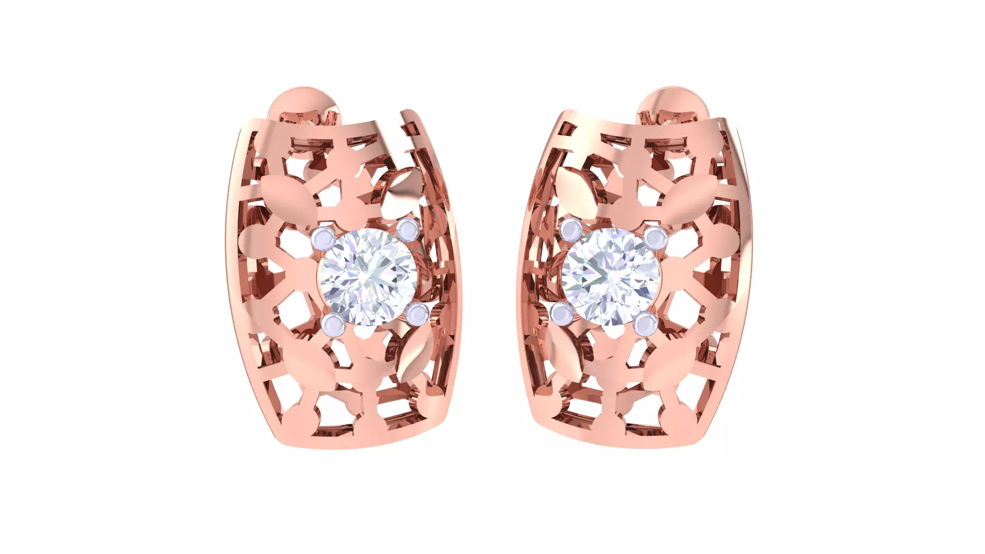 Solitaire Stud Earring 3dm STL OBJ FBX Renders Details 3D print model_0