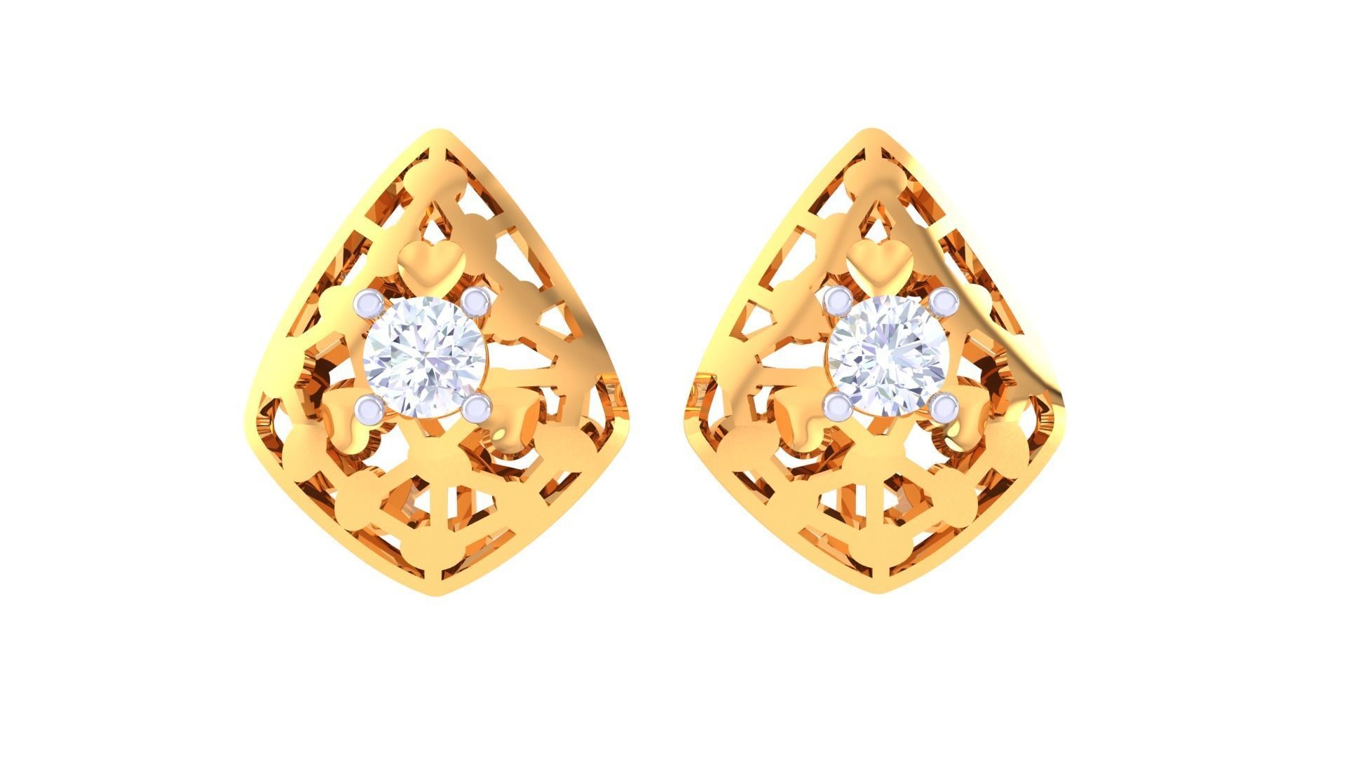 Solitaire Stud Earring 3dm STL OBJ FBX Renders Details 3D print model_3