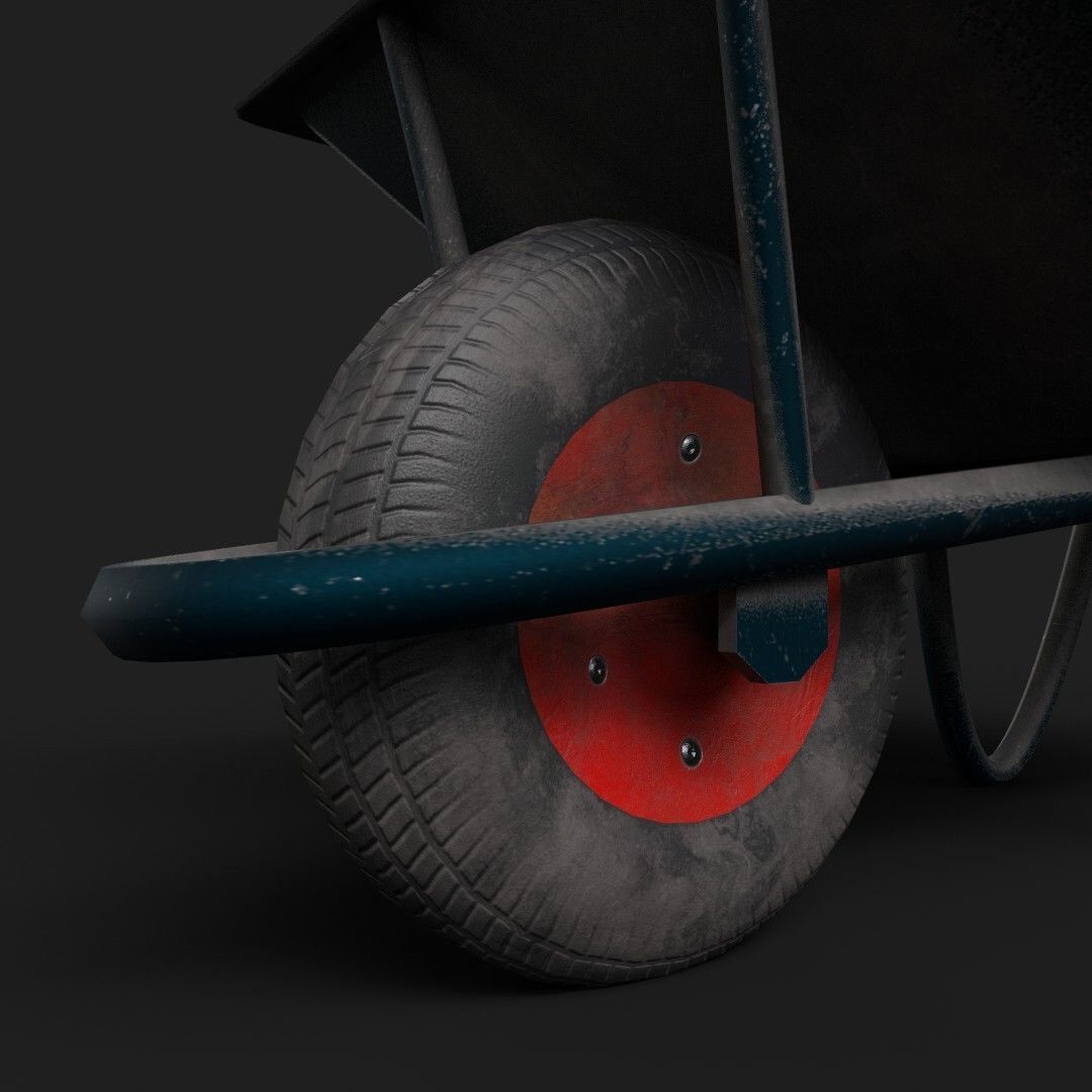 FREE Wheelbarrow Low Poly Model PBR Free low-poly 3D model_2