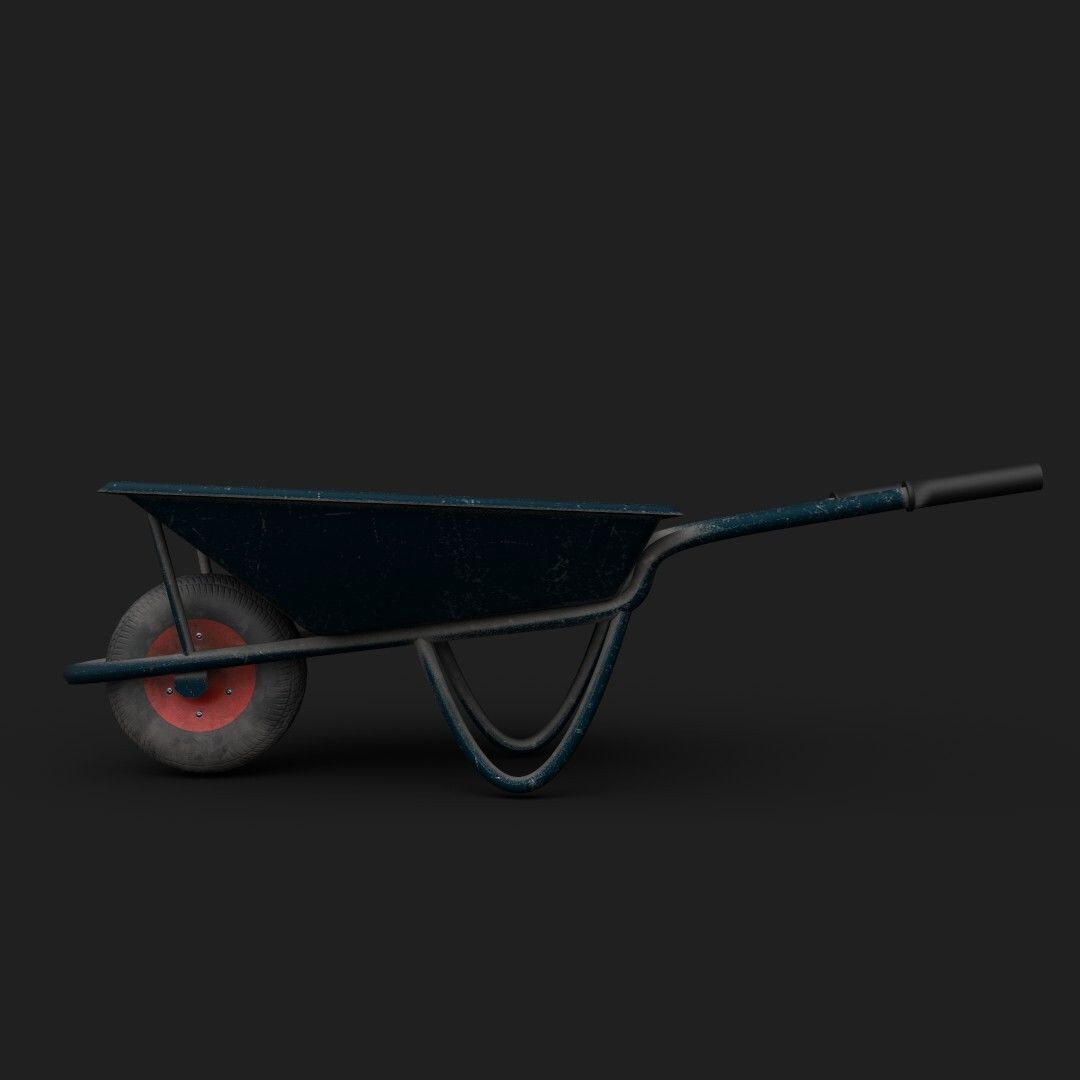 FREE Wheelbarrow Low Poly Model PBR Free low-poly 3D model_1