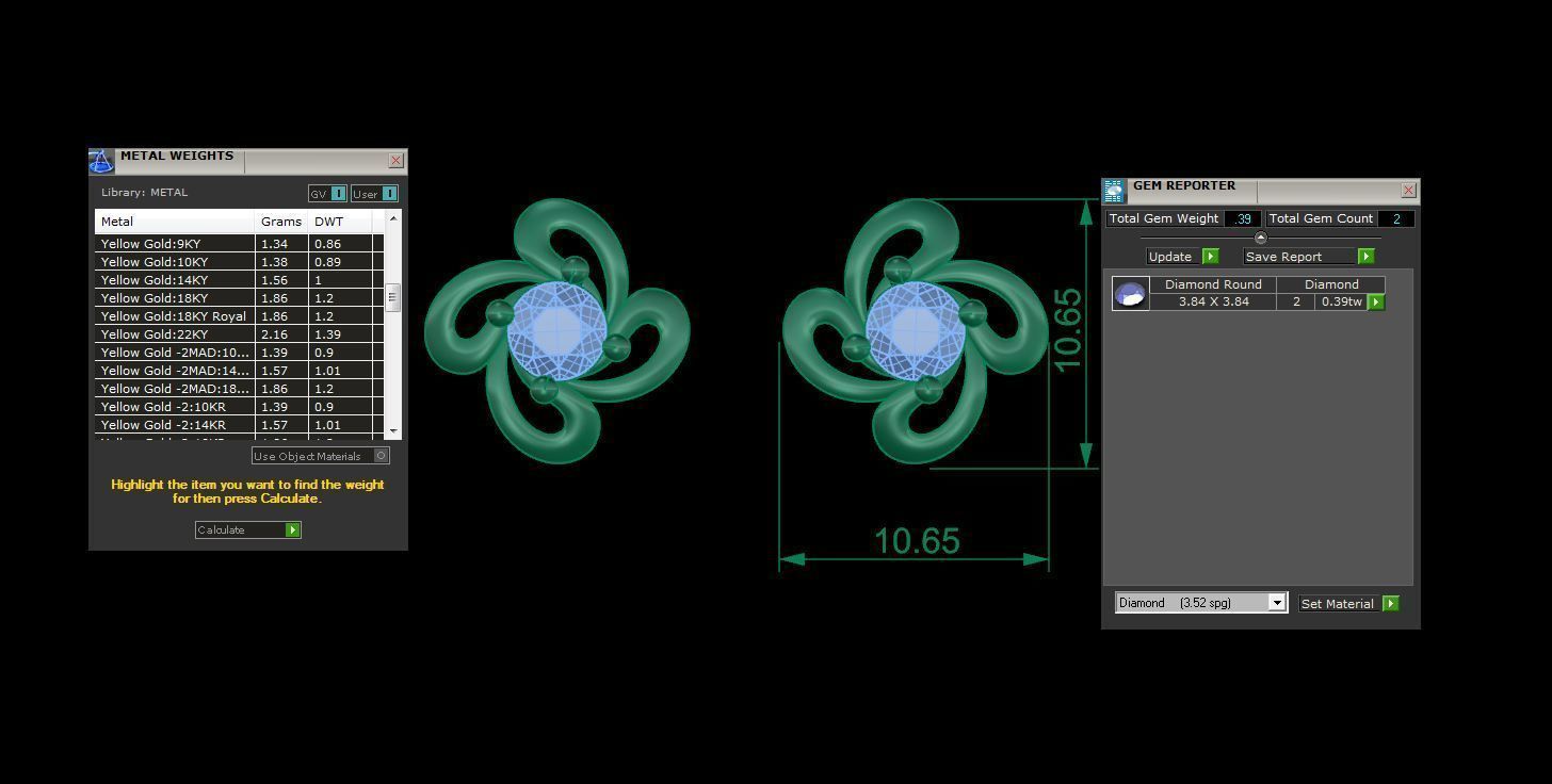 Solitaire Super Light Weight Stud Earring 3D print model_4