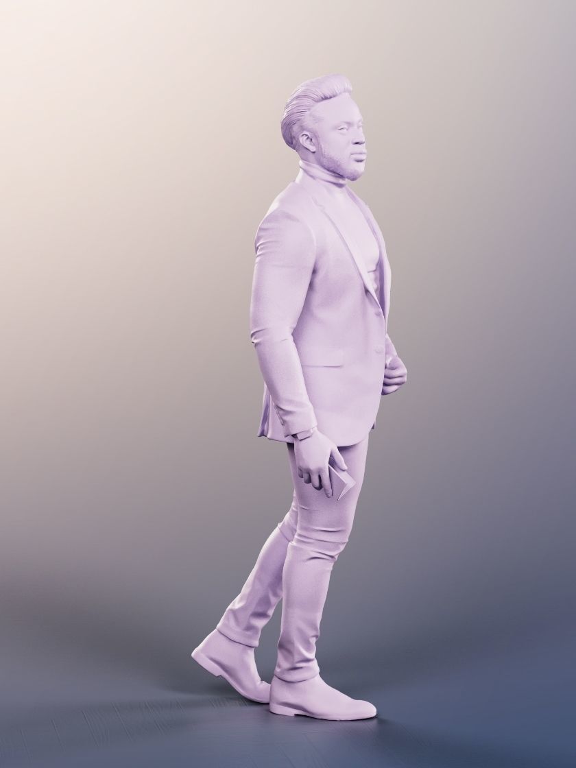 Benoit 11933- Walking Elegant Black Man Low-poly 3D model_4