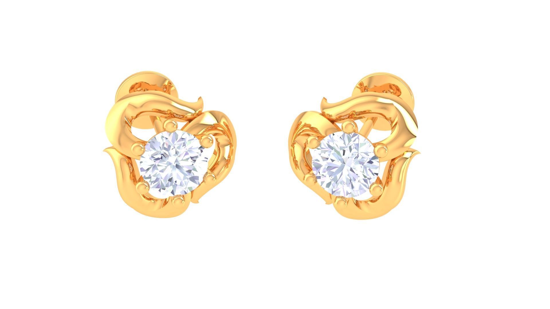 Solitaire Super Light Weight Stud Earring 3D print model_1