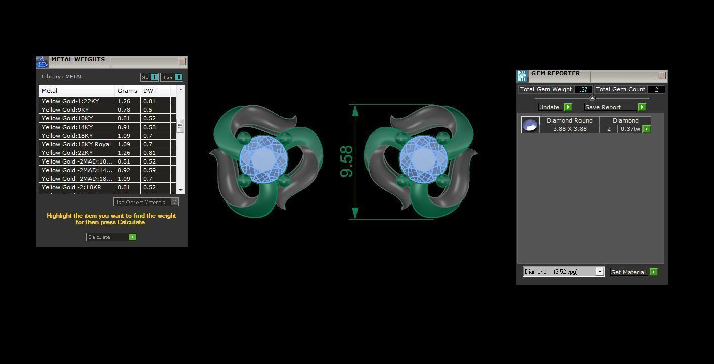 Solitaire Super Light Weight Stud Earring 3D print model_4