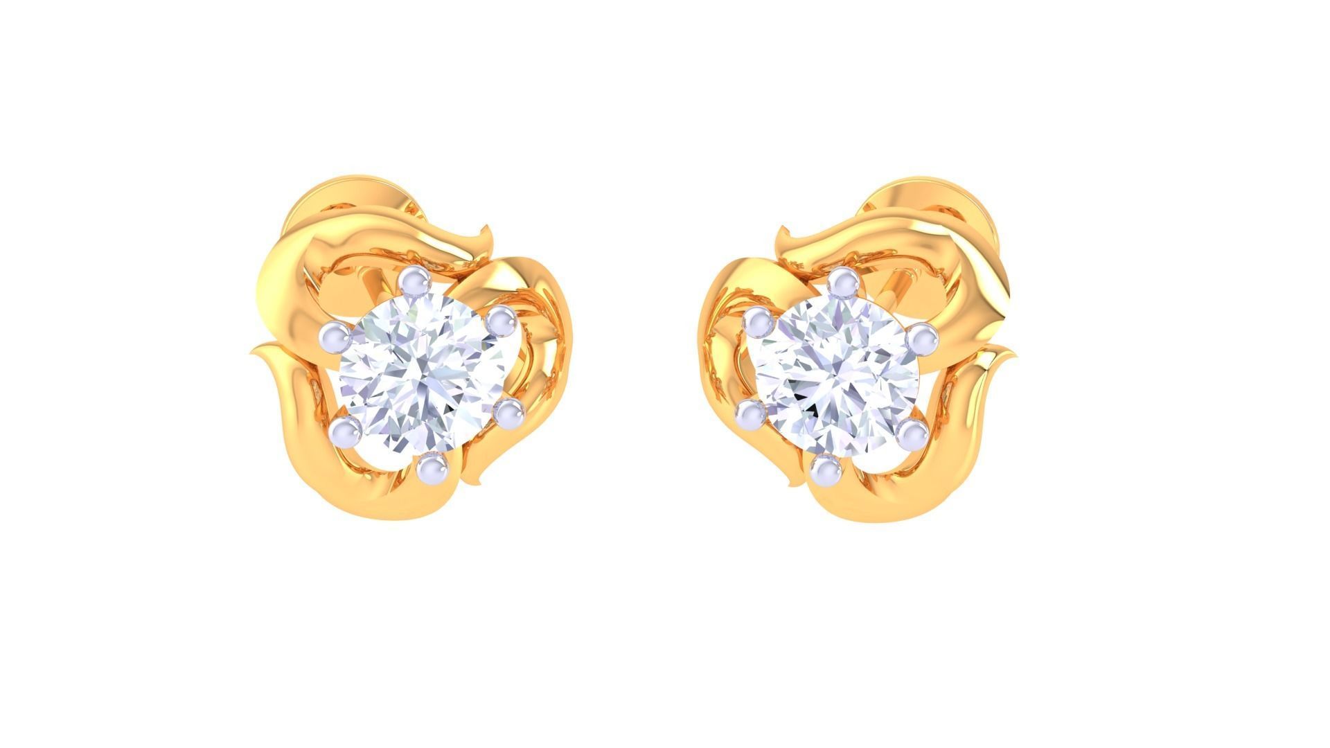Solitaire Super Light Weight Stud Earring 3D print model_2
