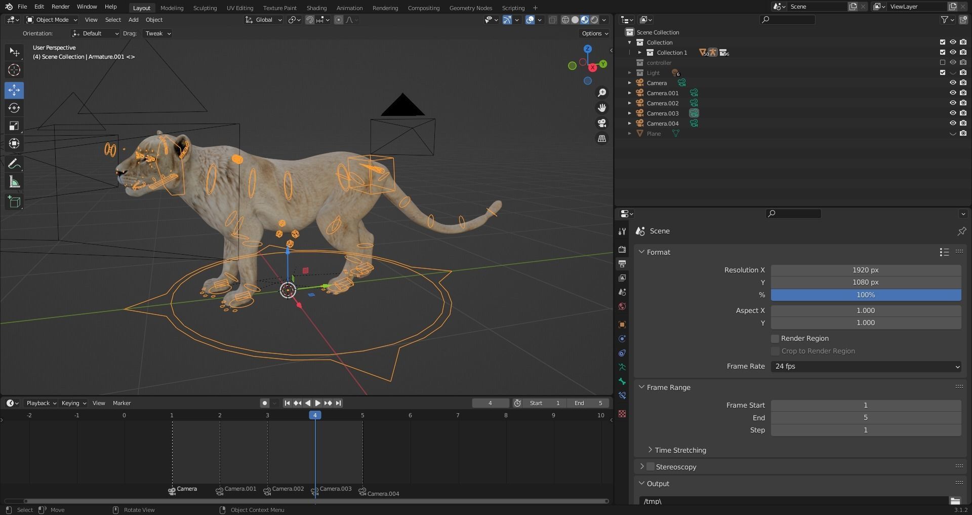 Fur Lioness V01 Rigged and Animation in Blender Low-poly 3D model_18