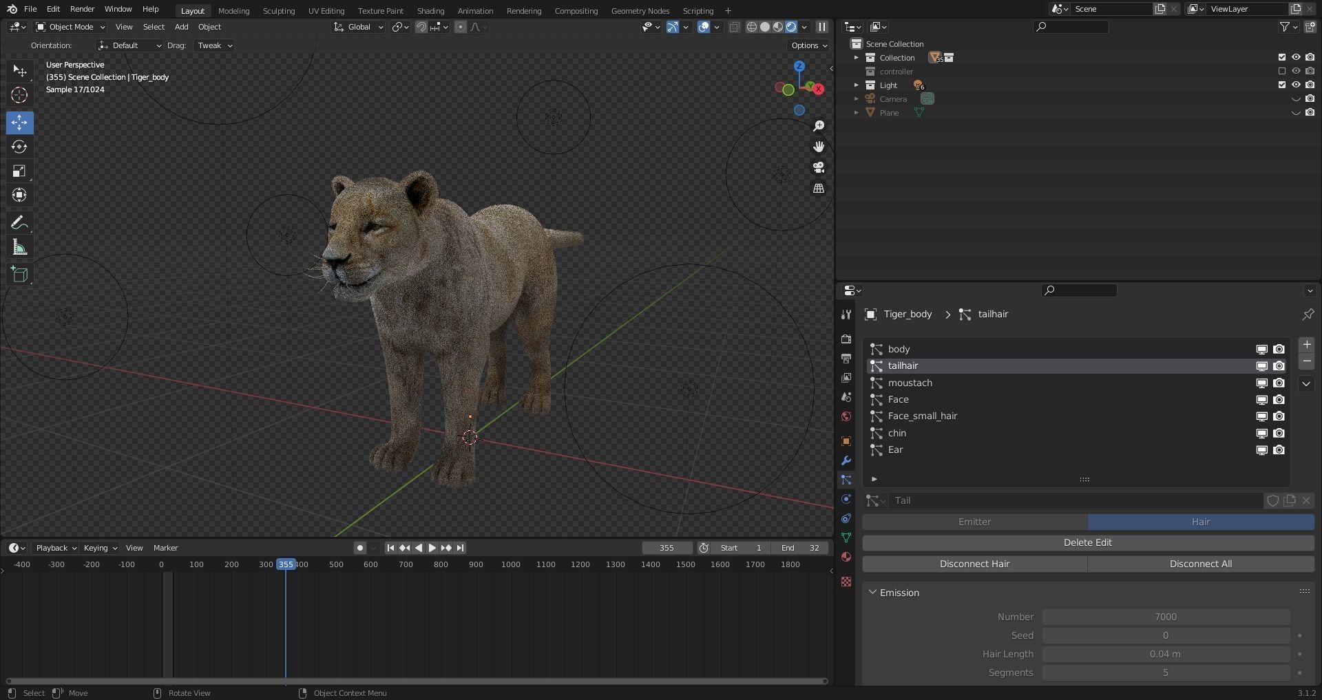 Fur Lioness V01 Rigged and Animation in Blender Low-poly 3D model_15