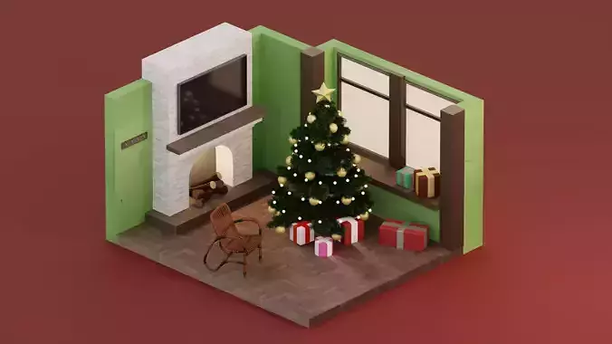 Xmas room isometric 3D model
