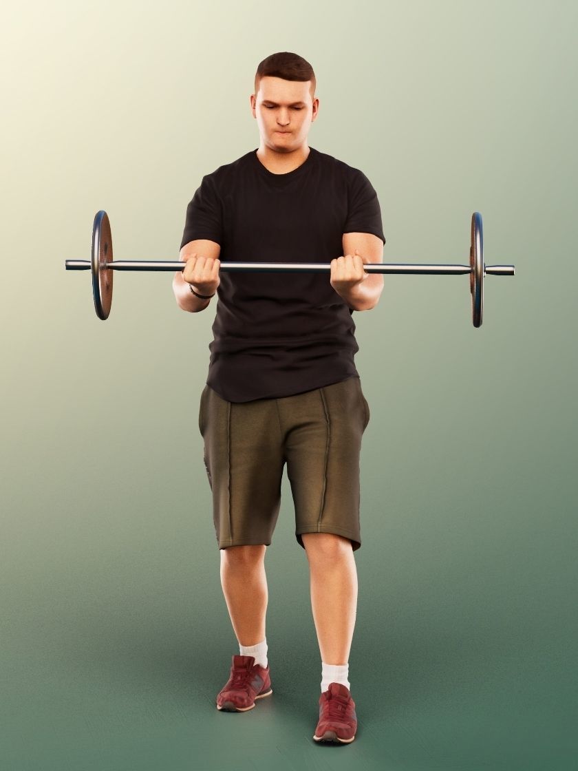 Jeremy 11571 - Man Training With Weights Low-poly 3D model_2