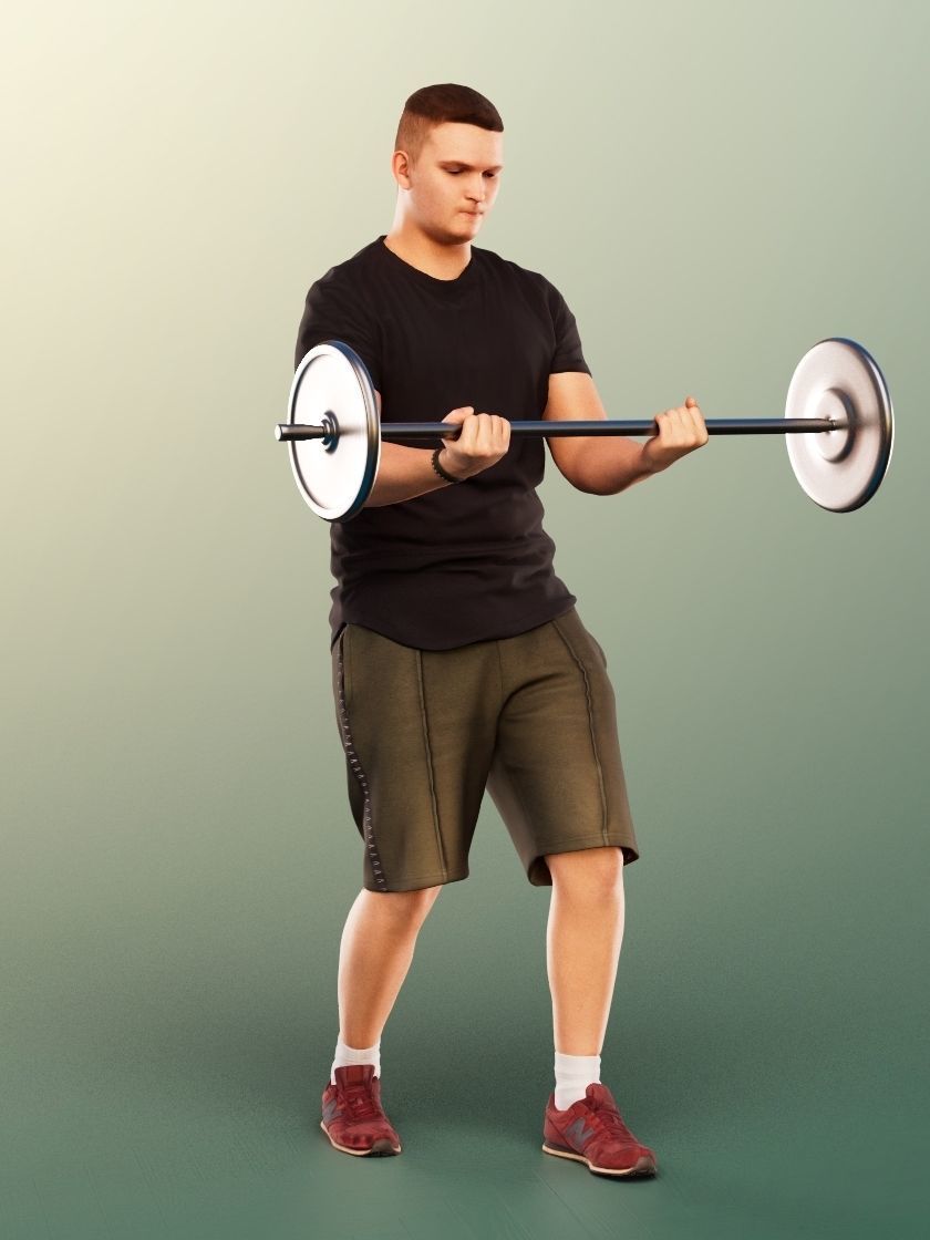Jeremy 11571 - Man Training With Weights Low-poly 3D model_3