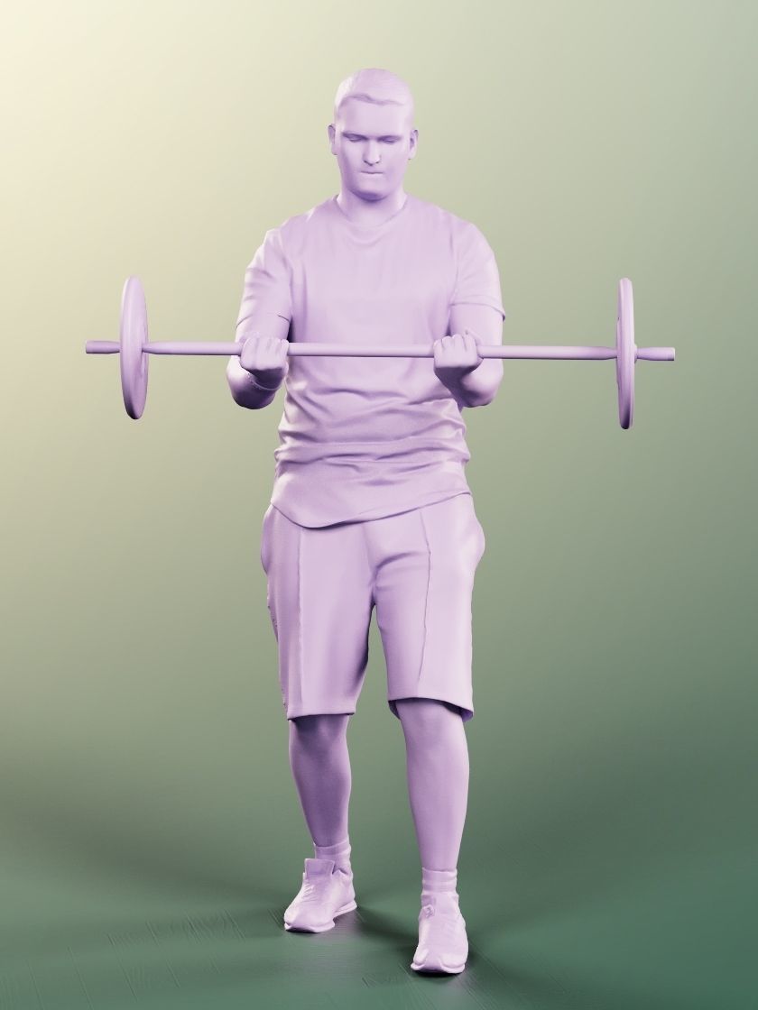 Jeremy 11571 - Man Training With Weights Low-poly 3D model_4