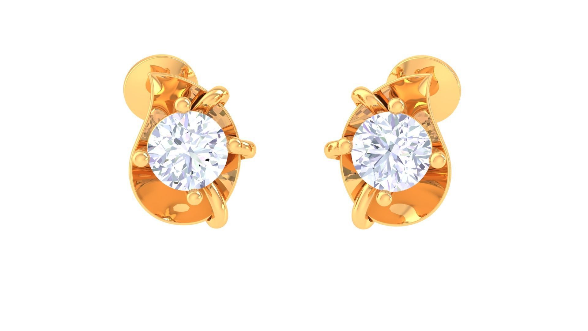Solitaire Super Light Weight Stud Earring 3D print model_1