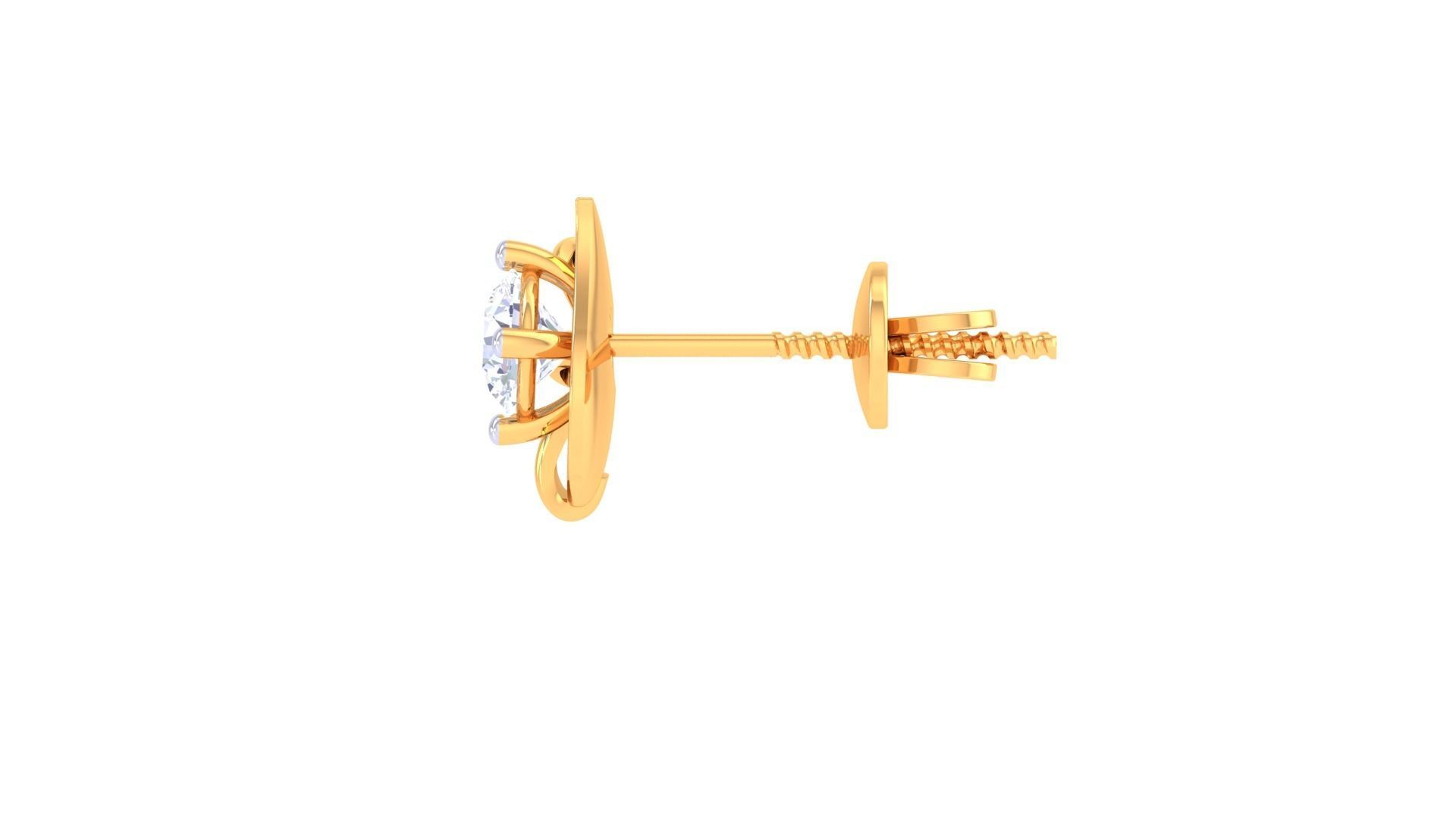 Solitaire Super Light Weight Stud Earring 3D print model_3