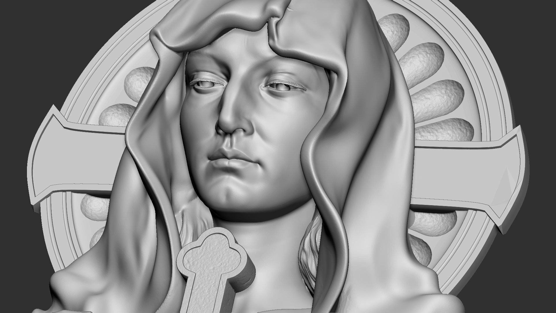 Mother Maria bas-relief 02 3D print model_7