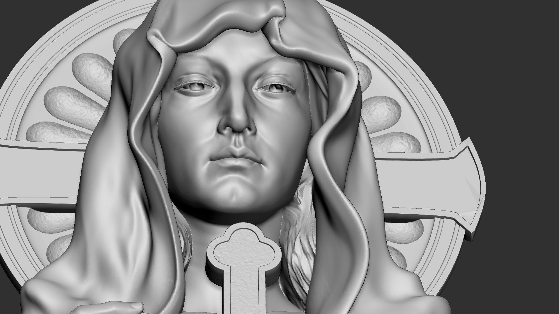 Mother Maria bas-relief 02 3D print model_8