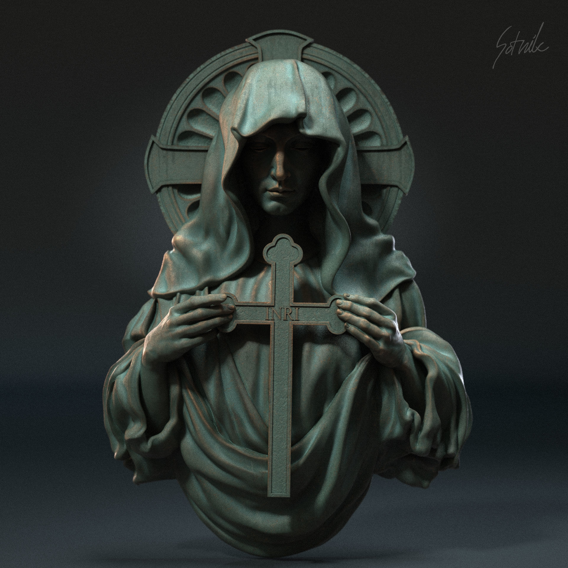 Mother Maria bas-relief 02 3D print model_2