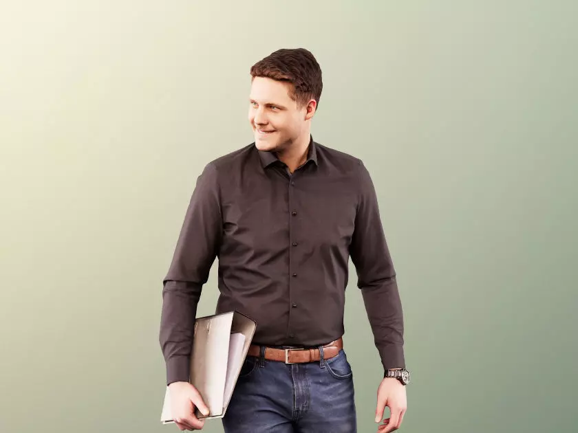 Liam 11137 - Walking Business Man With Folder Low-poly 3D model