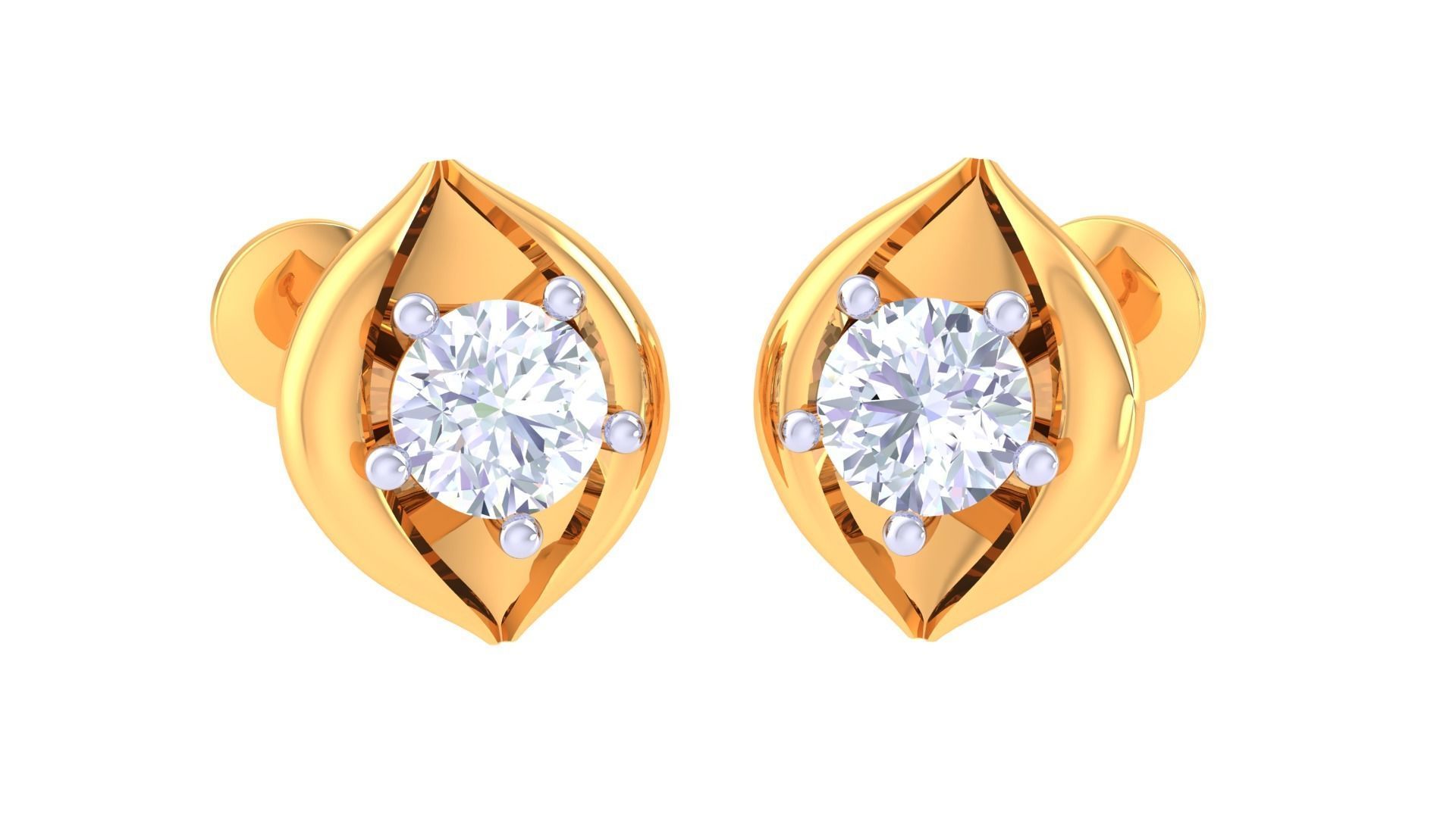 Solitaire Super Light Weight Stud Earring 3D print model_2