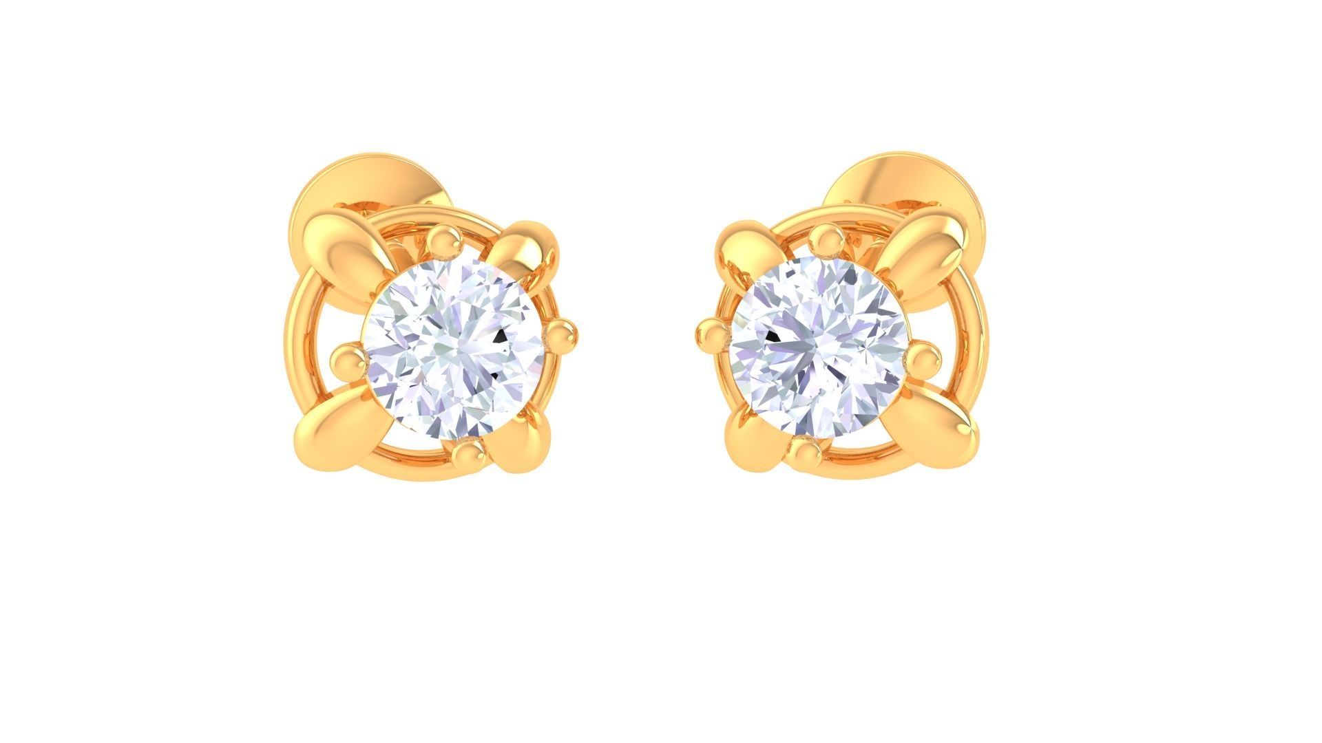 Solitaire Super Light Weight Stud Earring 3D print model_1