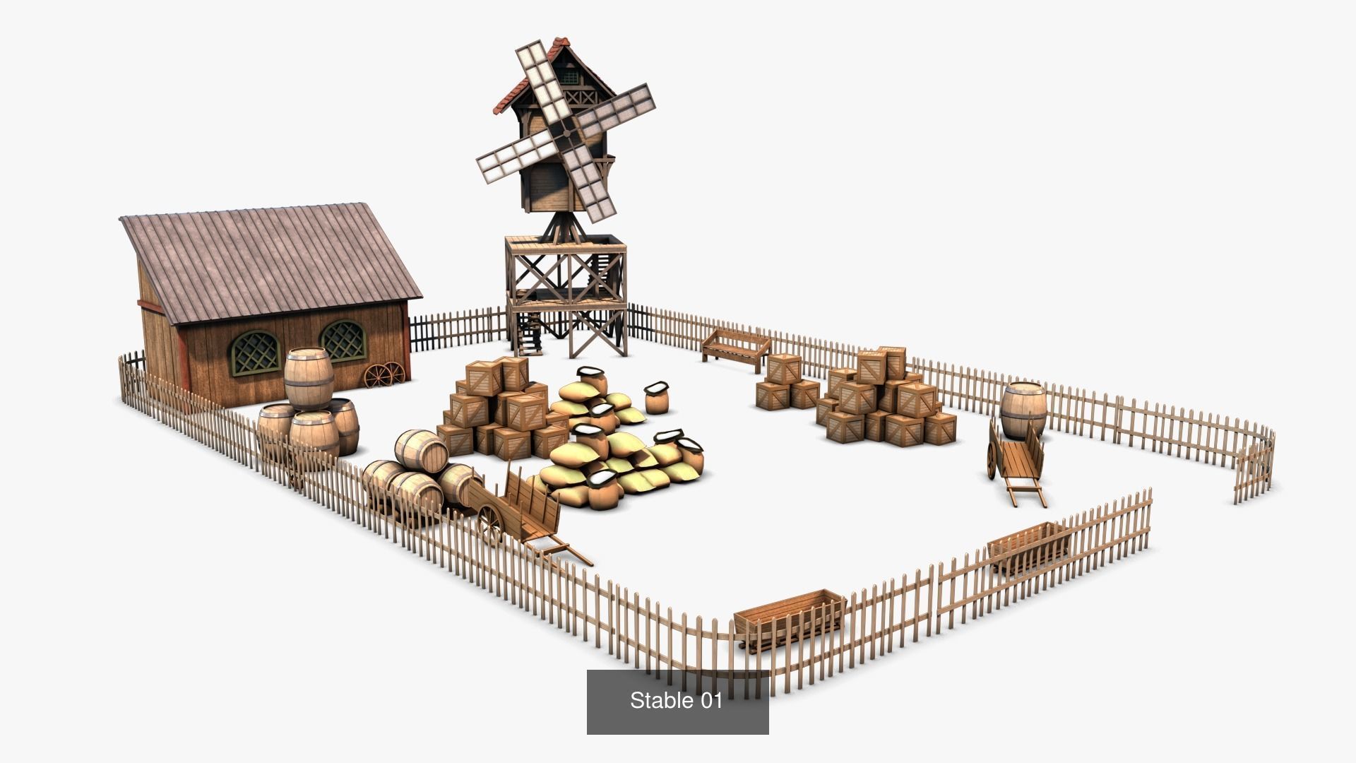 Cottage Set house 3D Model Collection_61