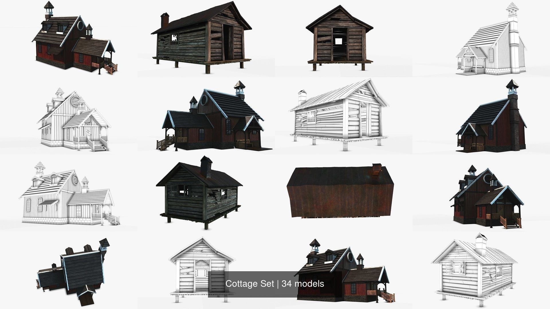 Cottage Set house 3D Model Collection_39