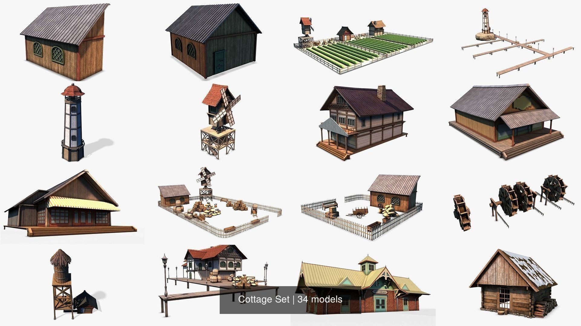 Cottage Set house 3D Model Collection_41