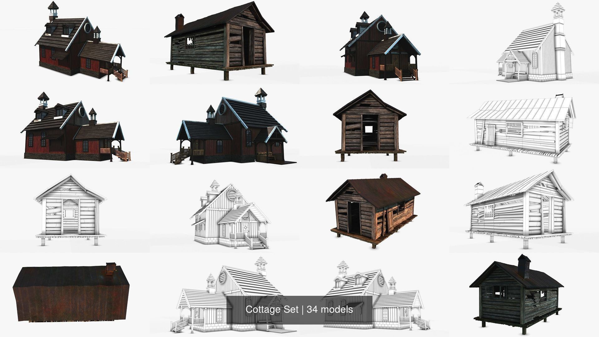 Cottage Set house 3D Model Collection_40