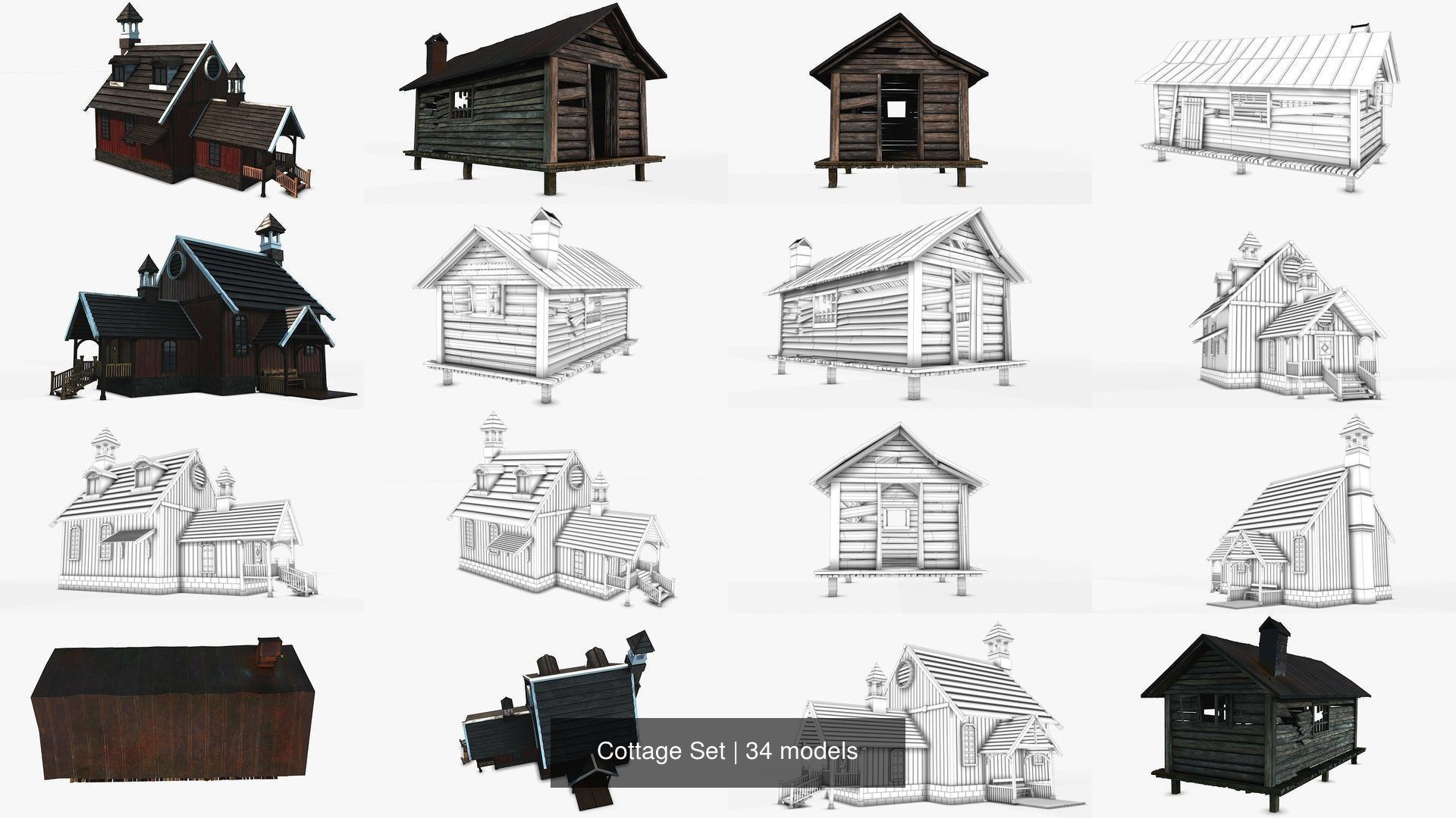 Cottage Set house 3D Model Collection_44