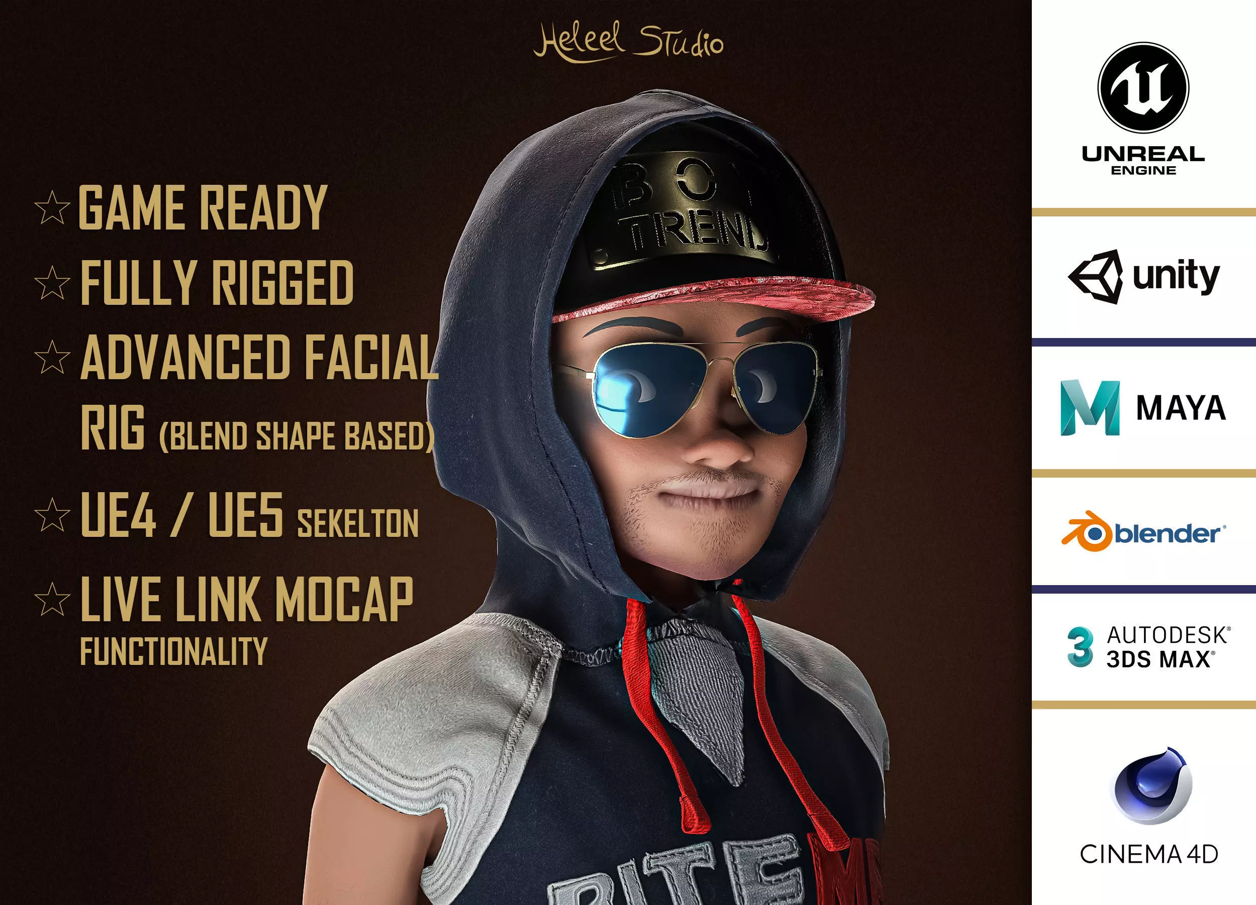 High Quality Cartoon African American Hip Hop DJ Guy Low-poly 3D model_0