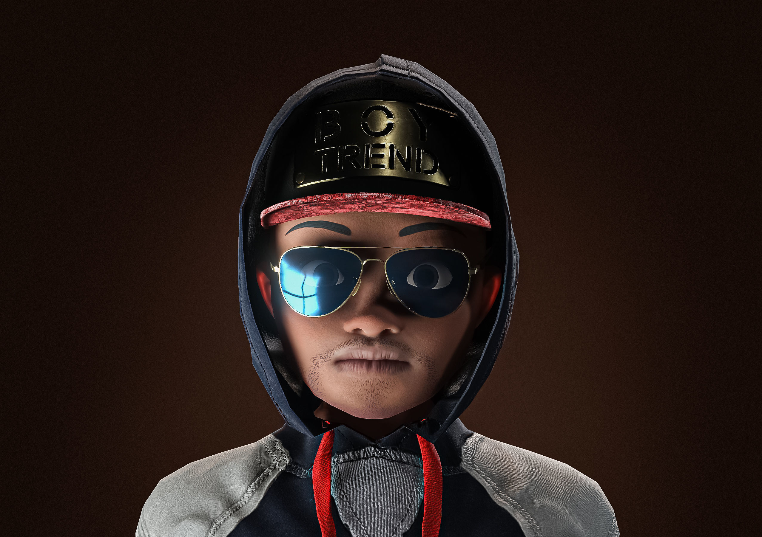 High Quality Cartoon African American Hip Hop DJ Guy Low-poly 3D model_8