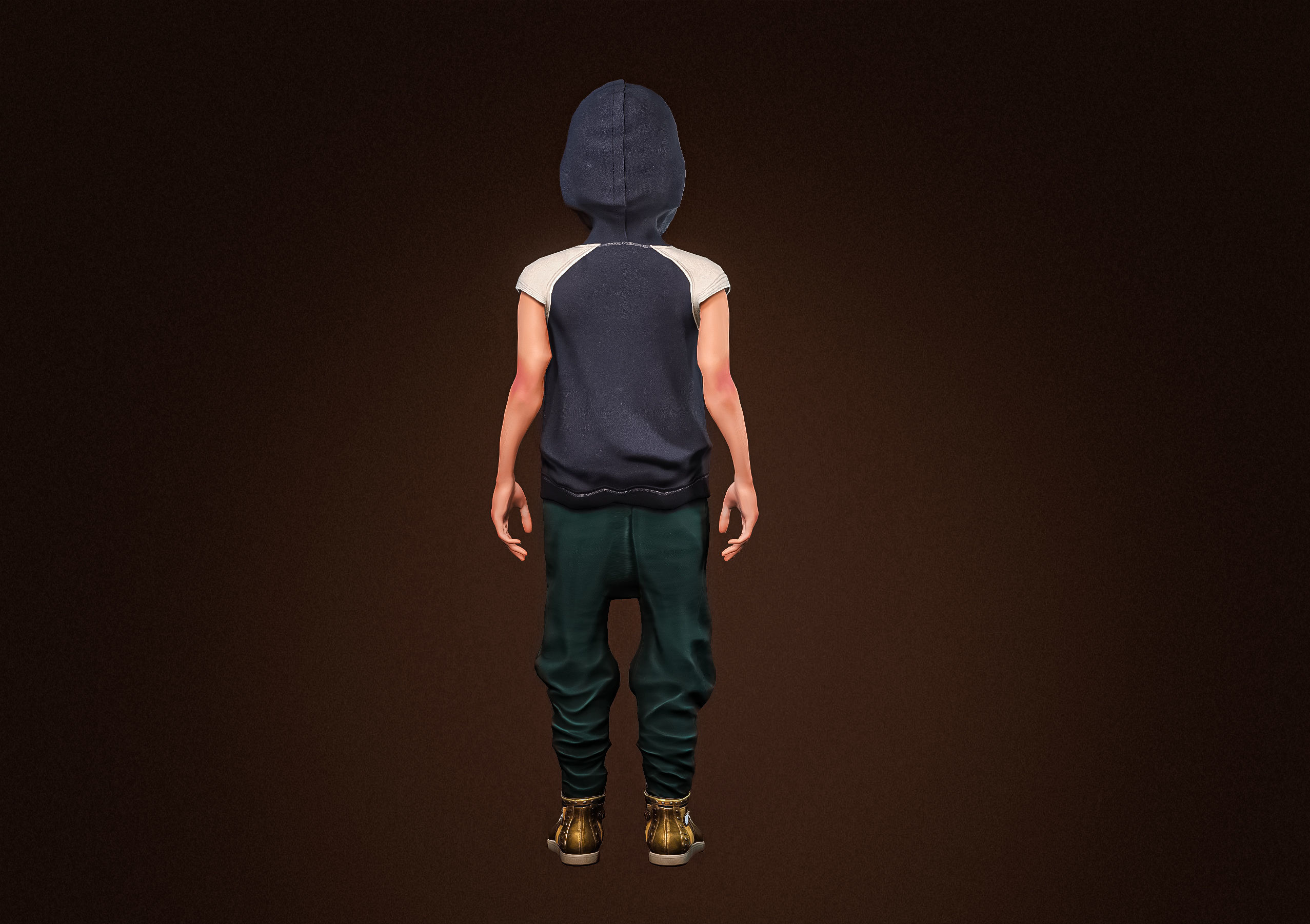 High Quality Cartoon African American Hip Hop DJ Guy Low-poly 3D model_7