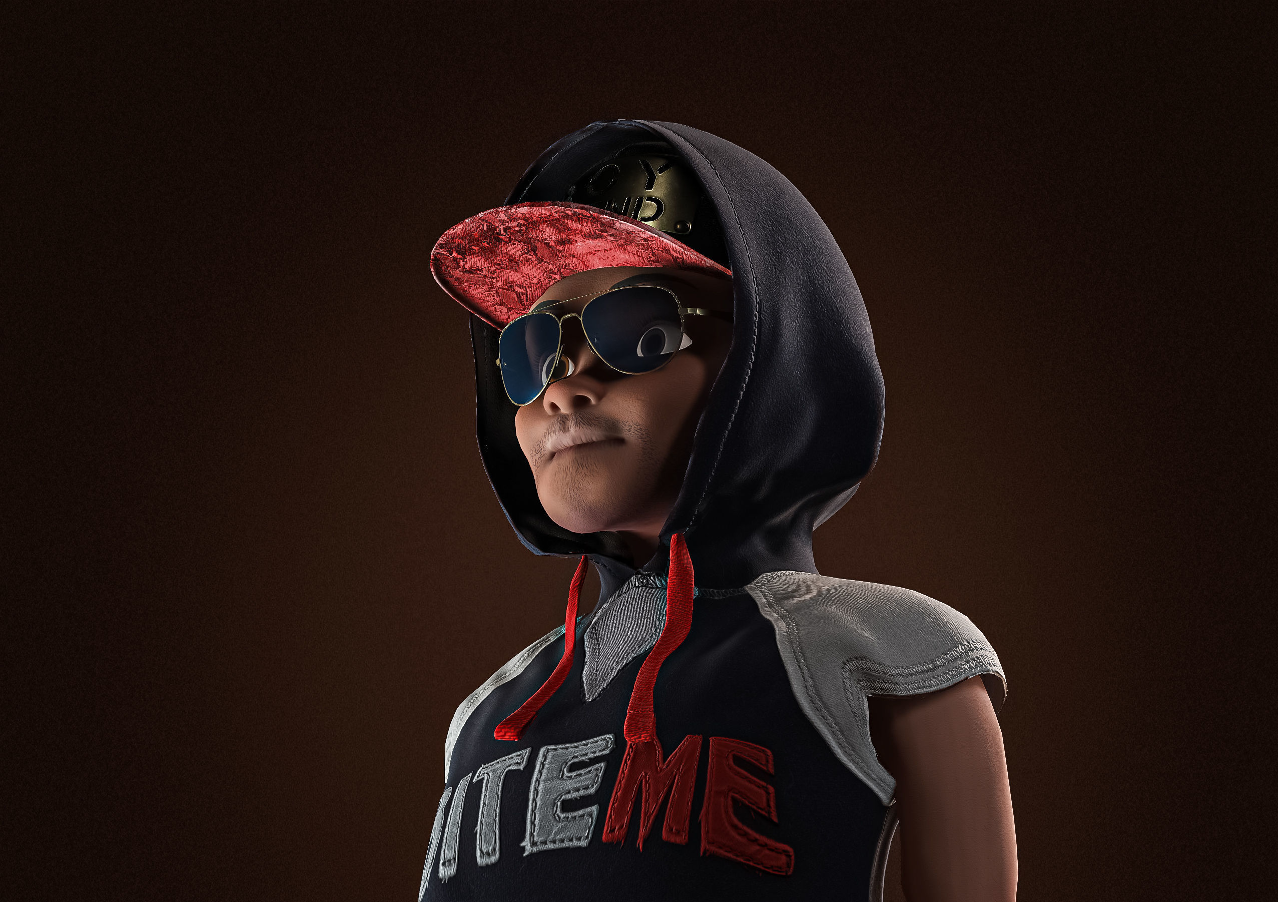 High Quality Cartoon African American Hip Hop DJ Guy Low-poly 3D model_11