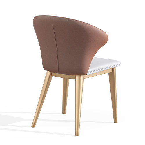 Dining Chair Wingback Chair Brown 3D model 4