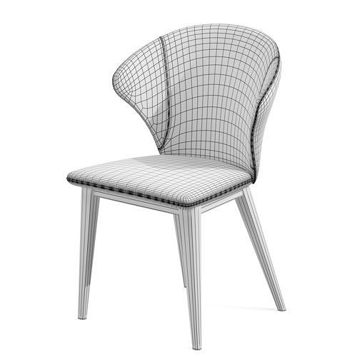Dining Chair Wingback Chair Brown 3D model 7