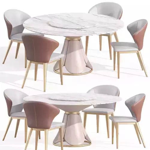 Dining Chair Wingback Chair Brown 3D model