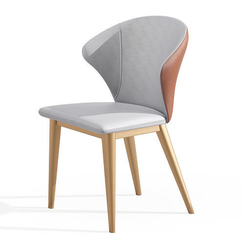 Dining Chair Wingback Chair Brown 3D model 3