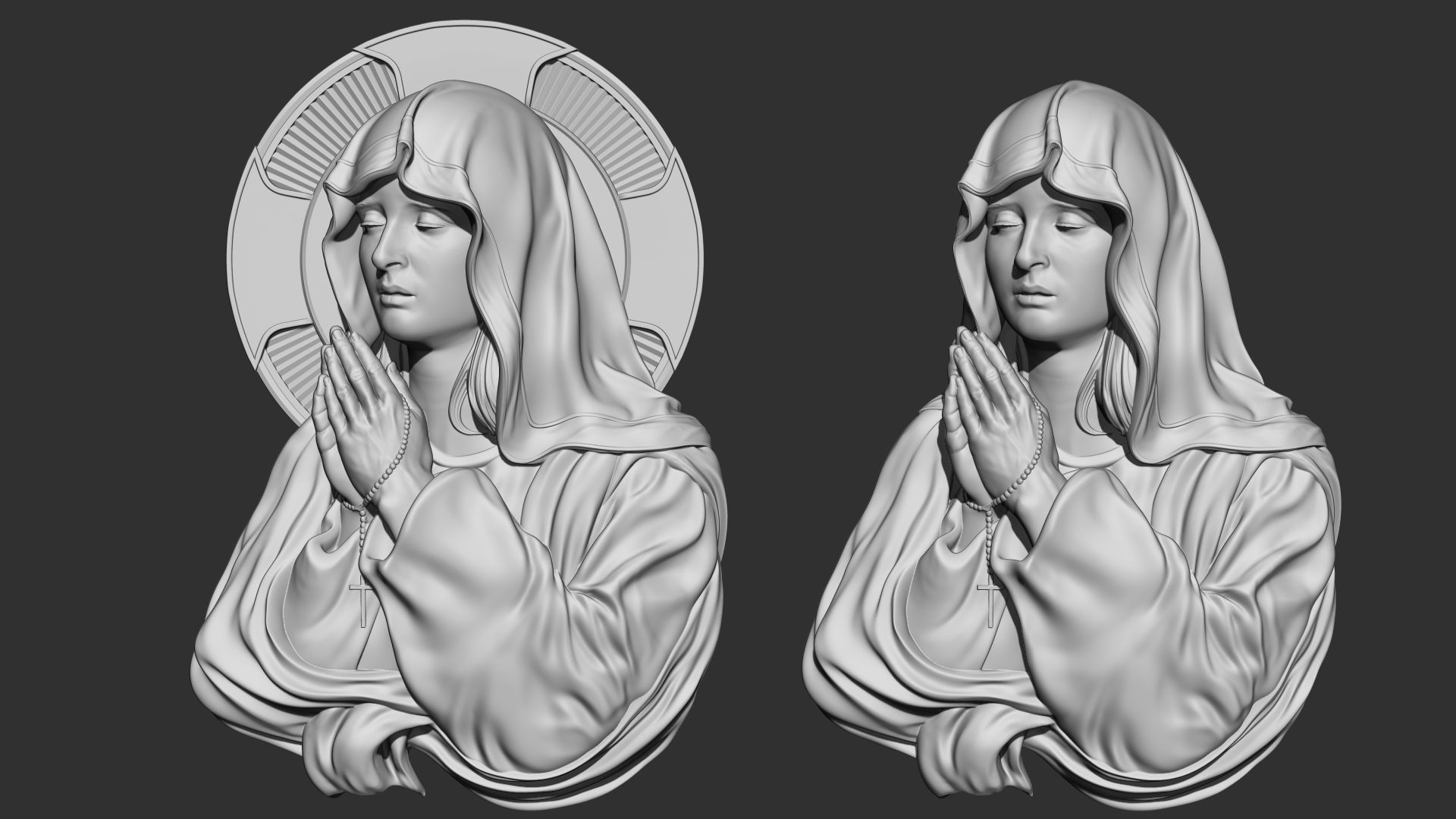 Mother Maria bas-relief 03 3D print model_5