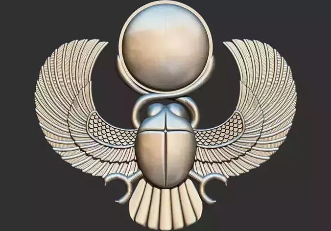 winged pharaoh egyptian scarab 3d printable model cnc 3D print model
